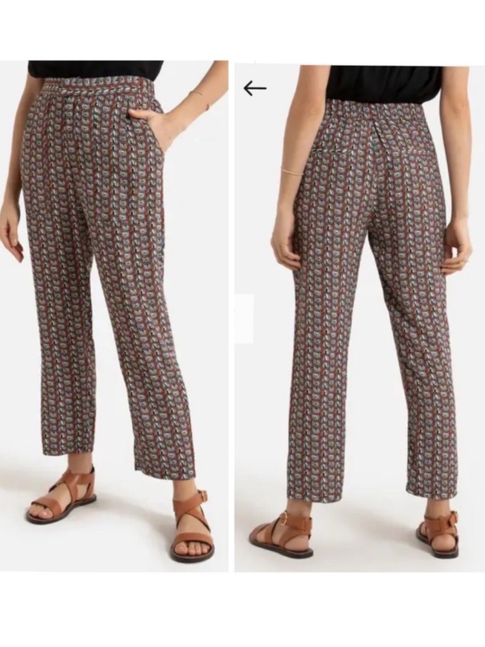 SEE USOON Loose Fit Pleated Trousers Graphic Pattern New Anthropologie Size 4